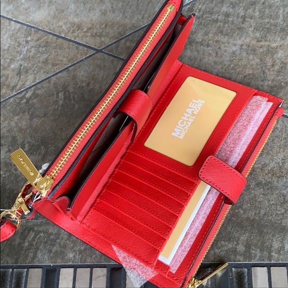 MK Jet Set Travel Double Zip Wrstl Smartphone Case Wallet FLAME - Picture 5 of 16